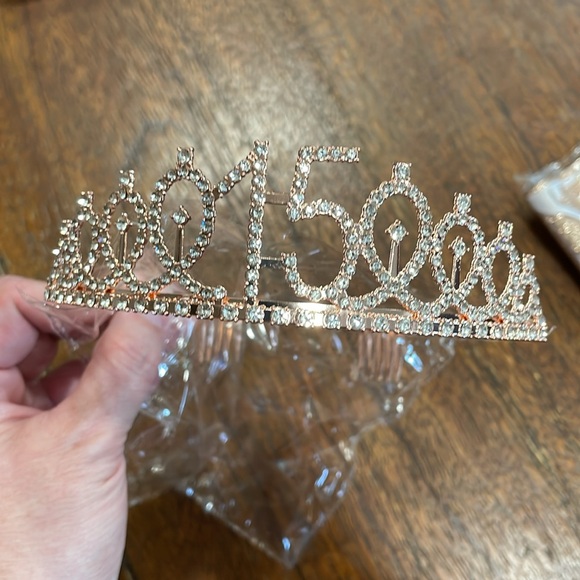 15th Birthday Party Banner Photo Backdrop Rose Gold Tiara Sash Crown Pink Black - Picture 7 of 9